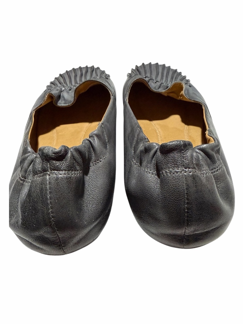 Chocolat Blu Vic Blue Gray Leather Pin-tuck Pleated Ballet Flats - Size 7.5 - Picture 4 of 8